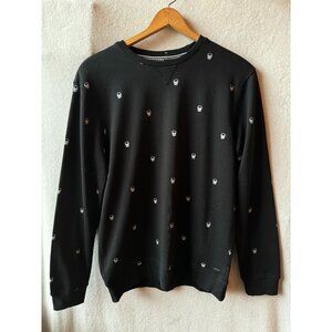 NWT Cactus Man (Ricky Singh) Skull Pattern Black Crew Neck Sweatshirt Size XL